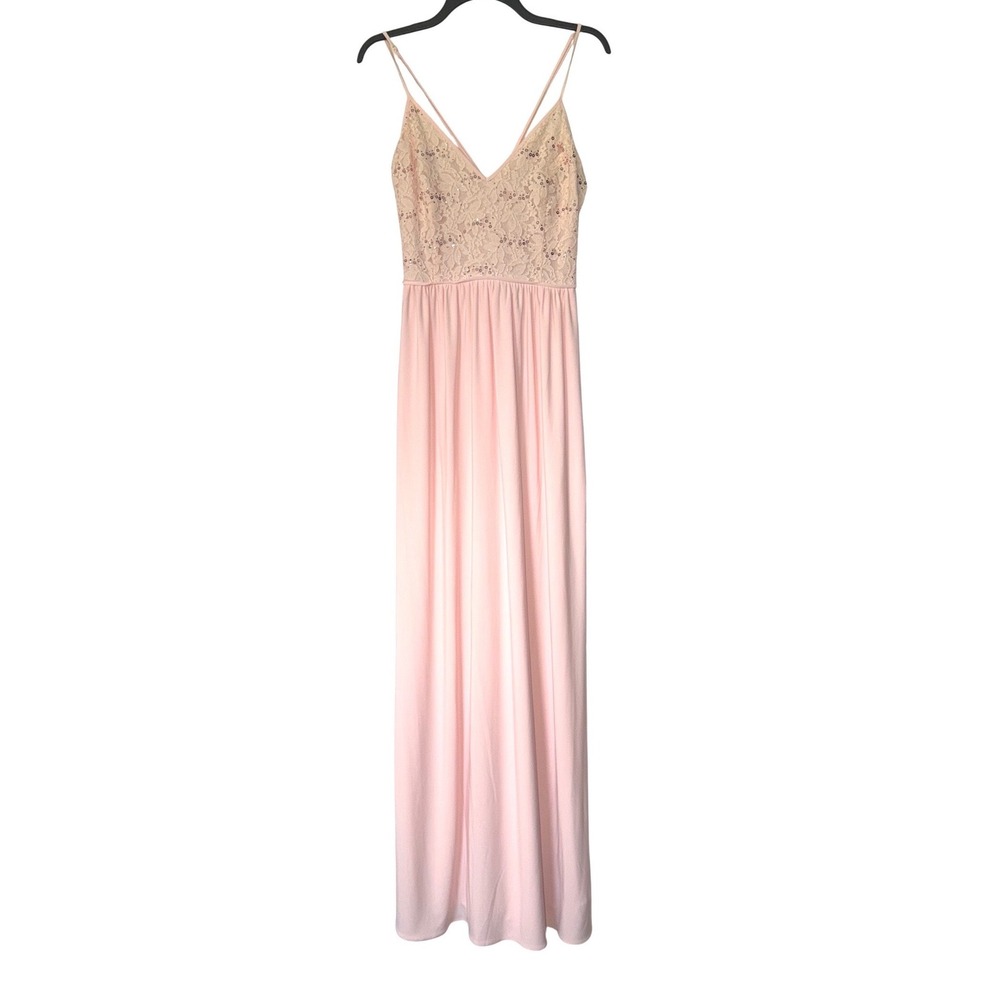 Davids Bridal DB Studio Pink Glitter Lace Maxi Dress Size 12 NWT